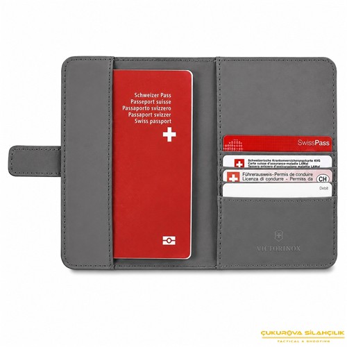 Victorinox 653362 Travel Essential Pasaport Portföy Cüzdan Gri